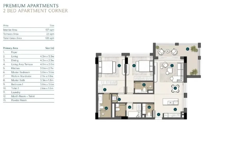 شقة غرفتين للبيع