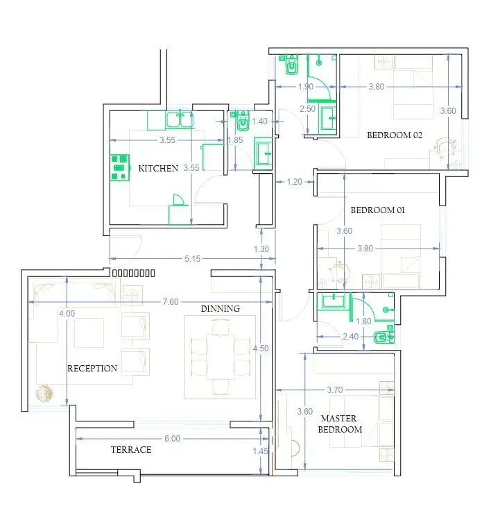 3 bedroom apartment Palm Hills for sale