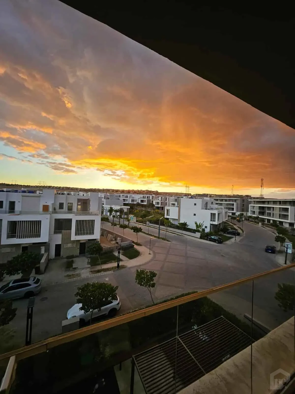 Charming Sunrise View from the Terrace Overlooking the Residential Complex