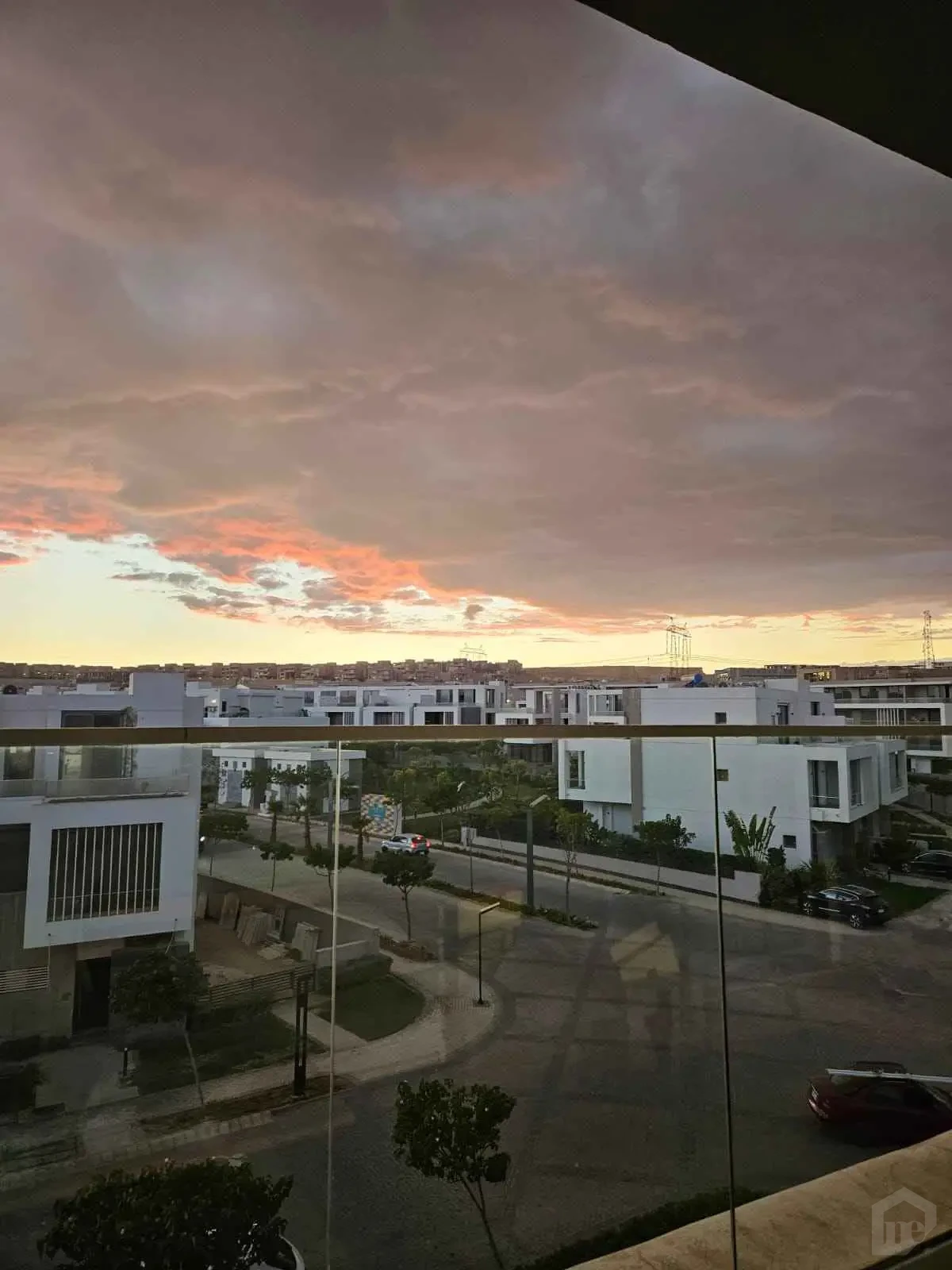 Direct View of the Residential Complex and Colorful Skyline