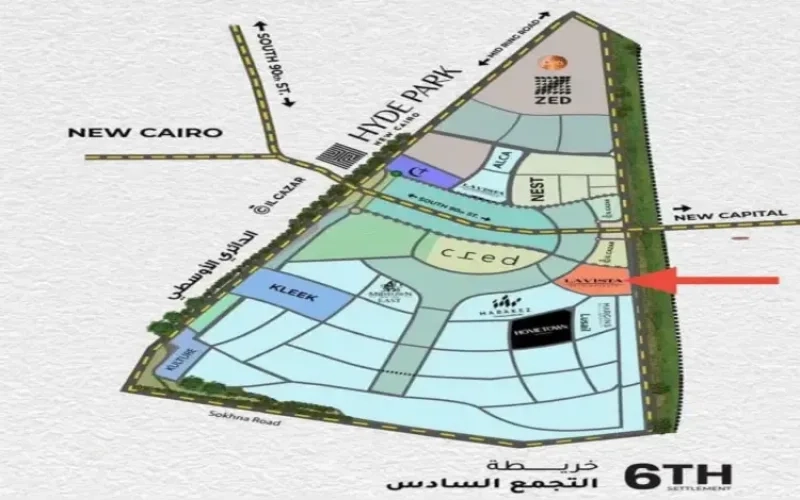 خريطة موقع كمبوند الباتيو ريفا التجمع السادس