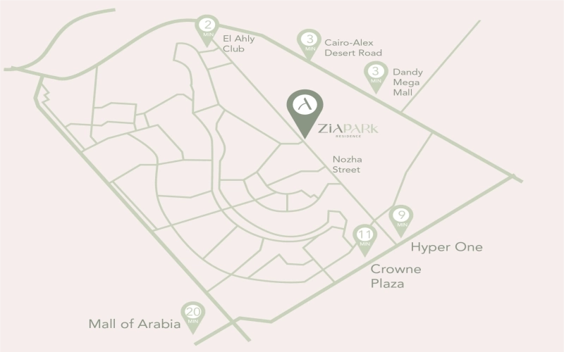 موقع كمبوند زيا بارك شارع الثورة