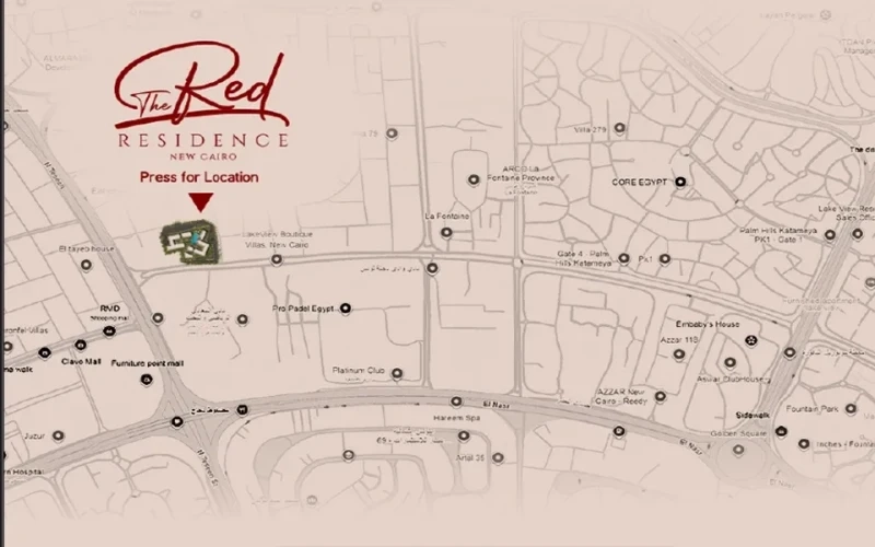 موقع كمبوند ذا ريد ريزيدنس التجمع الخامس جولدن سكوير